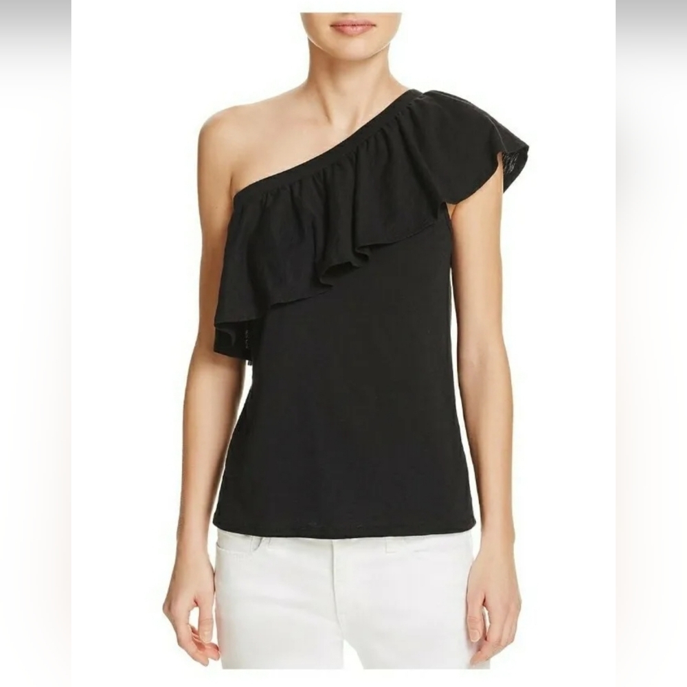 VELVET BY GRAHAM & SPENCER Women's Blouse‎ Ruffled One Shoulder Black  Size S